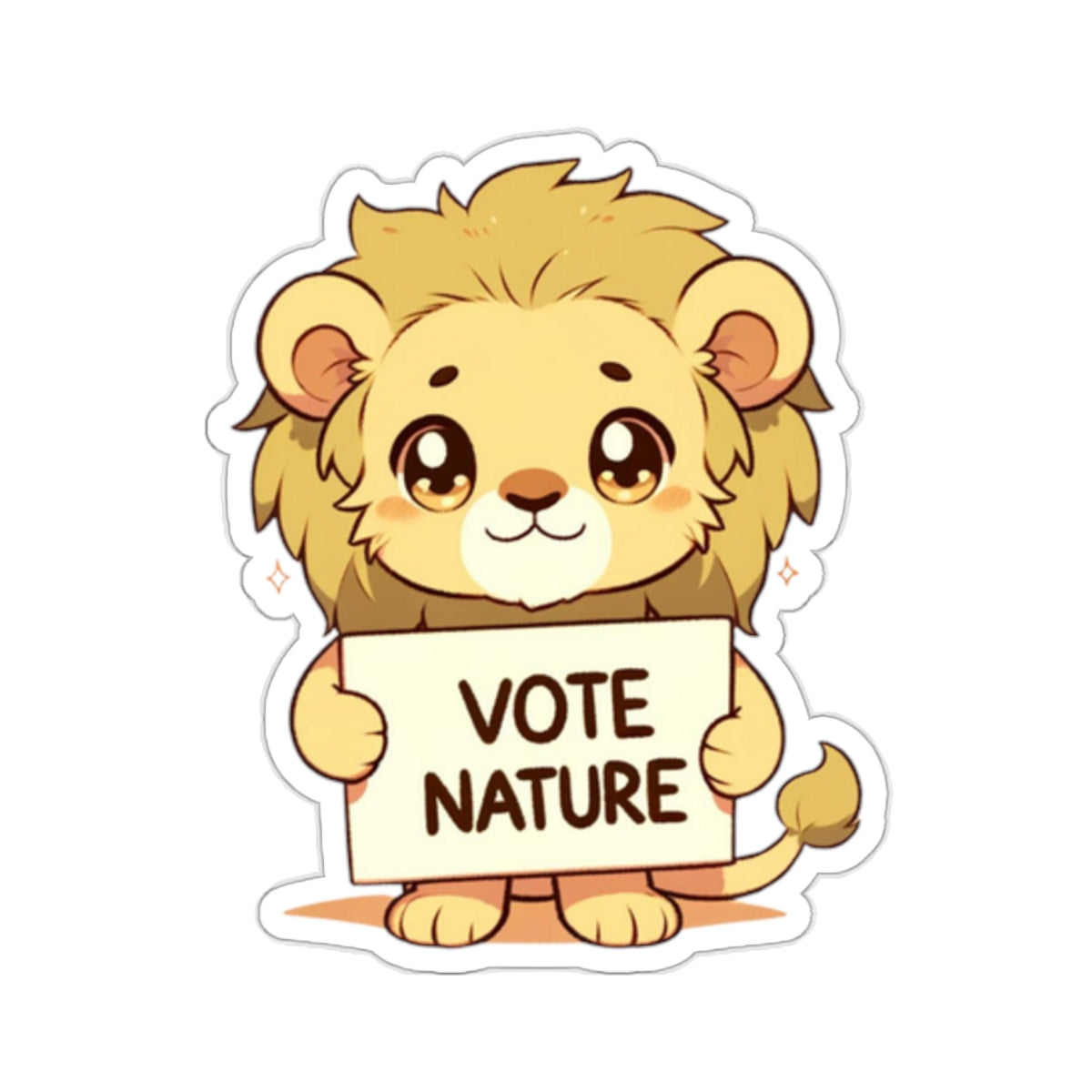 Inspirational Cute Lion Statement vinyl Sticker: Vote Nature! laptop, kindle, phone, ipad, instrument case, notebook, mood board, or wall