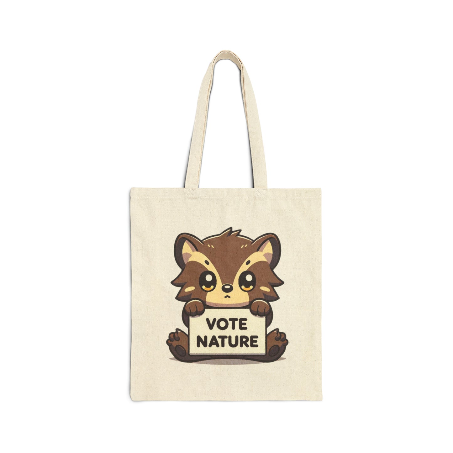 Inspirational Cute Wolverine Statement Cotton Canvas Tote Bag: Vote Nature! carry a laptop, kindle, notebook, goodies to work/coffee shop