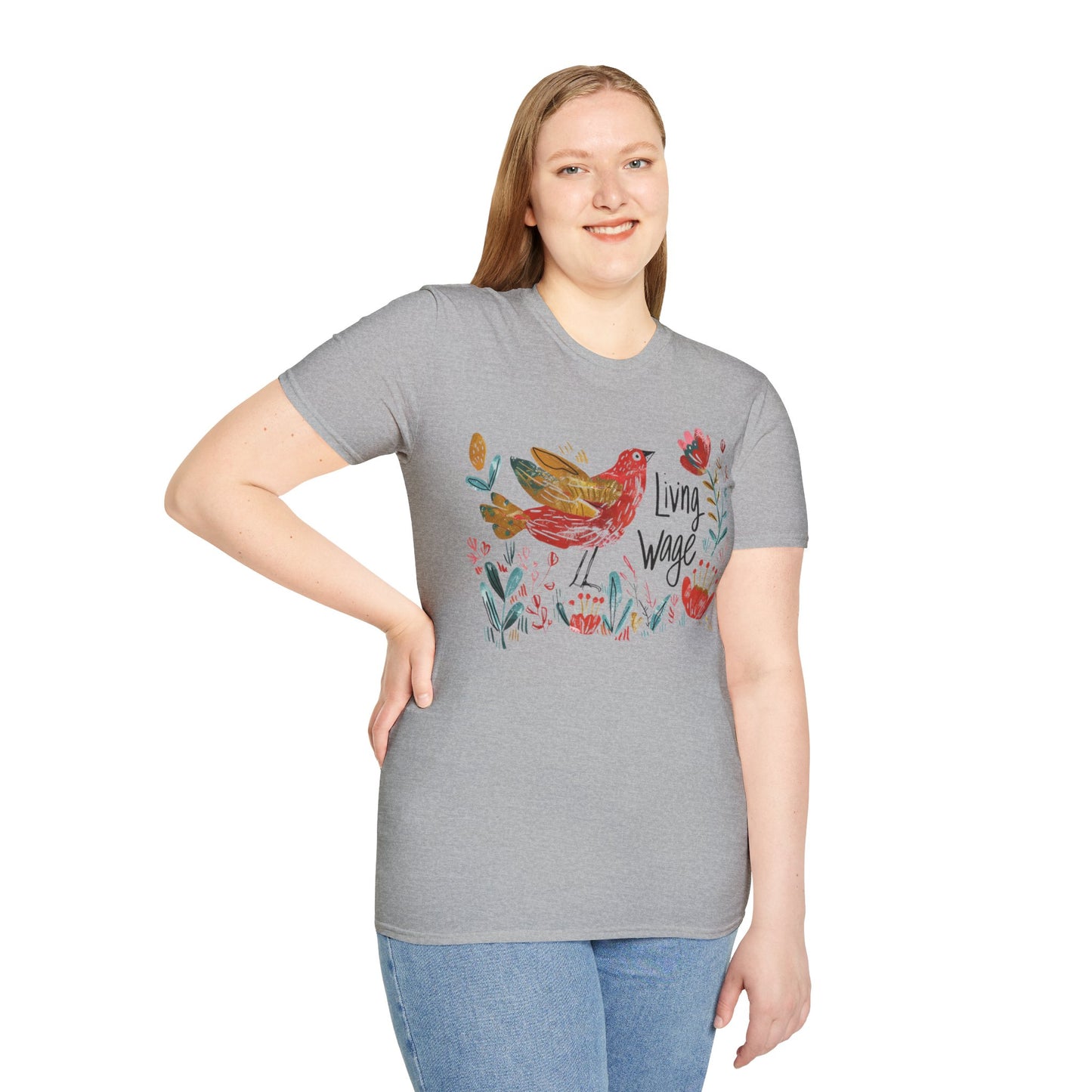 Political Shirt Demand Living Wage t-shirt Unisex Soft tshirt Cute Protest Activism Inspired by Cath Kidston Bird Flower Statement Vote Tee