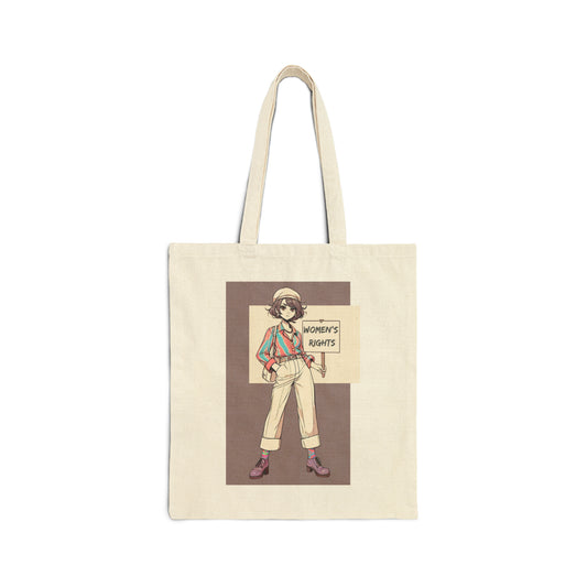 Women's Rights! Inspirational Statement Cotton Cavas Tote Bag: carry a laptop, kindle, phone, ipad, notebook goodies to work/coffee shop