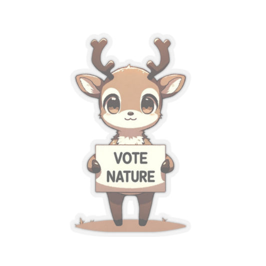 Inspirational Cute Raindeer Statement vinyl Sticker: Vote Nature! for laptop, kindle, phone, ipad, instrument case, notebook, mood board