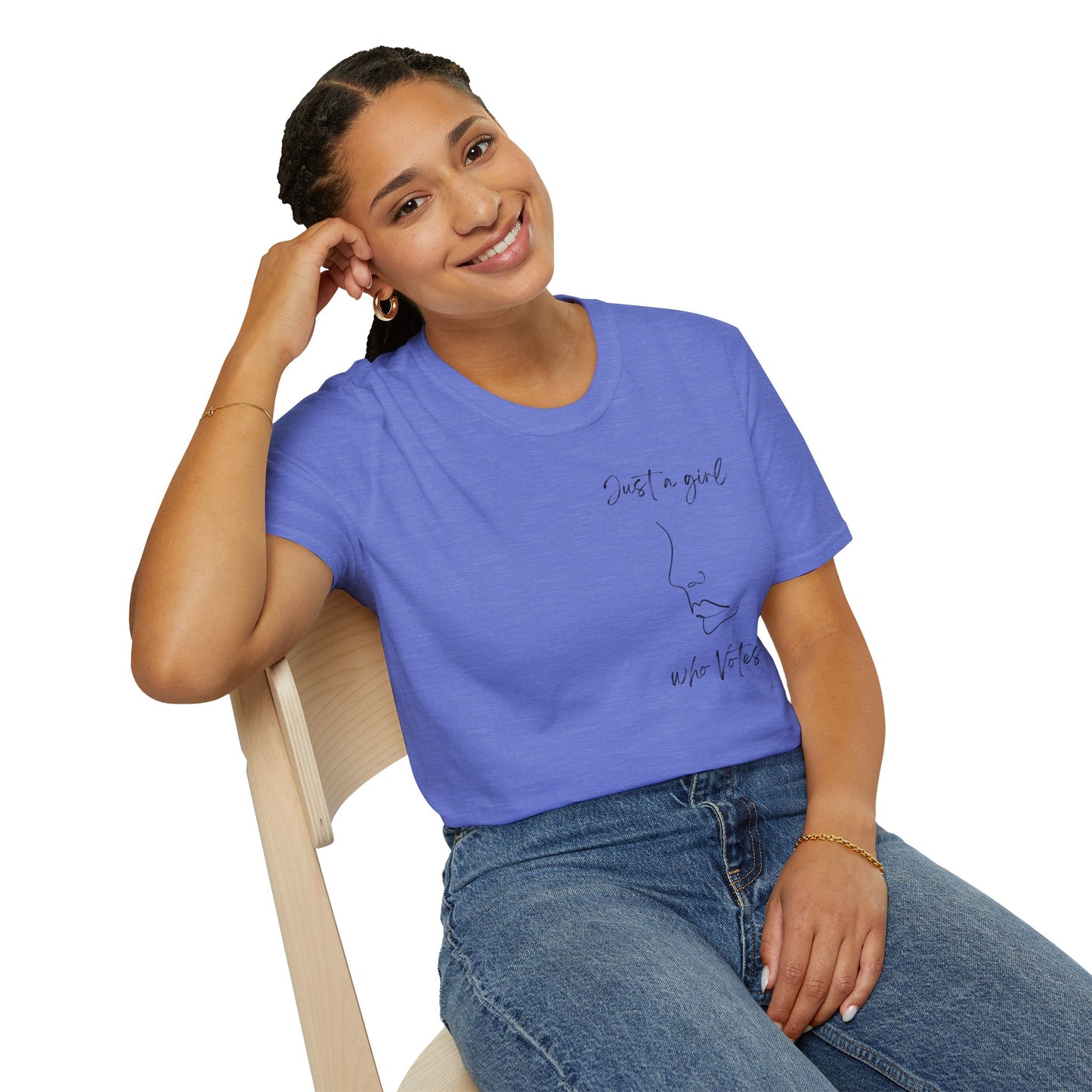 Just a Girl Who Votes Statement Soft Style t-shirt: Strong yet Subtle Activism! Be Unmoved!