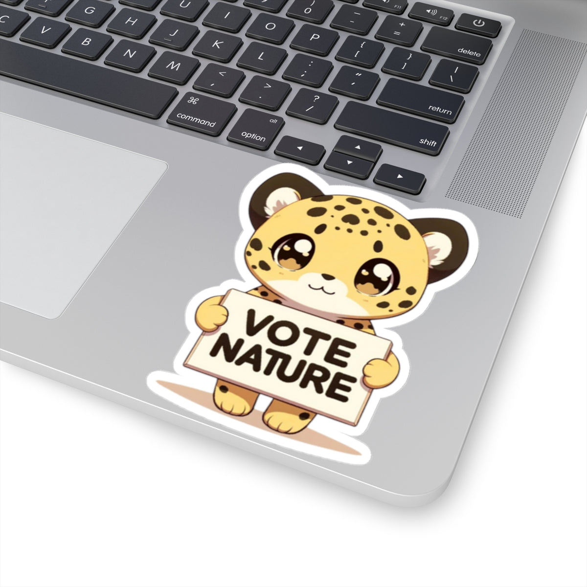 Inspirational Cute Leopard Statement vinyl Sticker: Vote Nature! for laptop, kindle, phone, ipad, instrument case, notebook, mood board