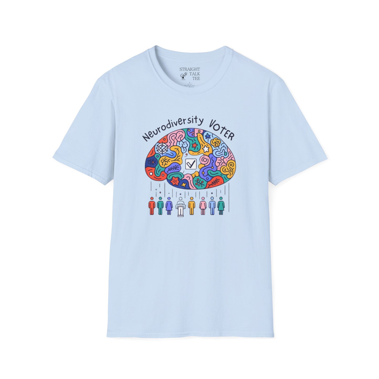 Neurodiversity Voter! Inspiring Statement Soft Style t-shirt |unisex| Whimsical Community, Show You Care! Activism!