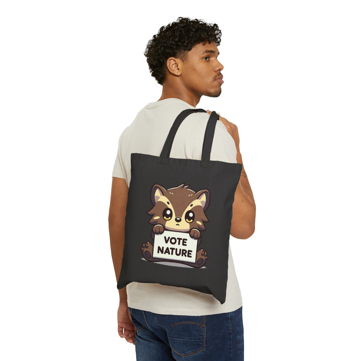 Inspirational Cute Wolverine Statement Cotton Canvas Tote Bag: Vote Nature! carry a laptop, kindle, notebook, goodies to work/coffee shop