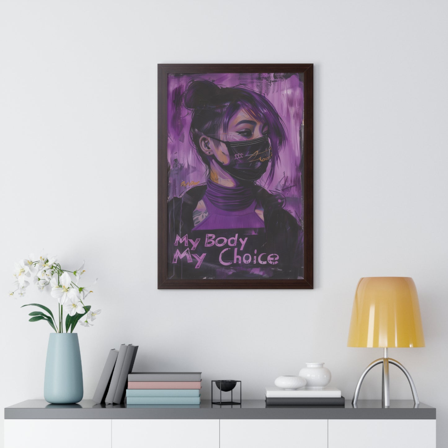 Framed My Body My Choice Cyberpunk Matte Poster Women's Rights Reproductive Rights Demand Respect and Demand Equality!