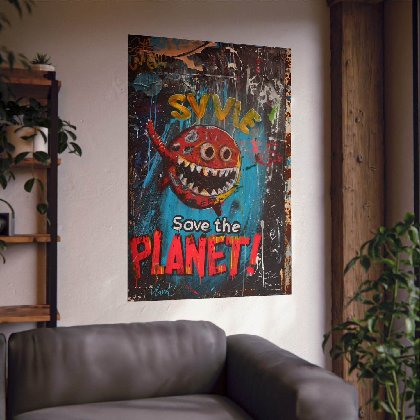 Save the Planet Matte Poster Activist Political Poster for Home Office or Dorm Decor | Expressionist Rage with a Purpose