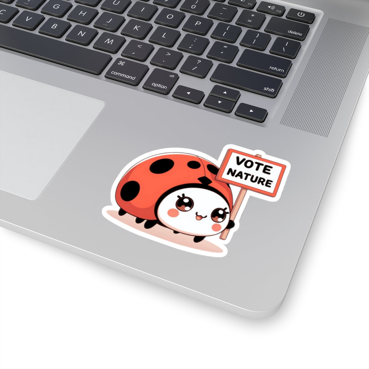 Inspirational Cute Ladybug Statement vinyl Sticker: Vote Nature! for laptop, kindle, phone, ipad, instrument case, notebook, mood board