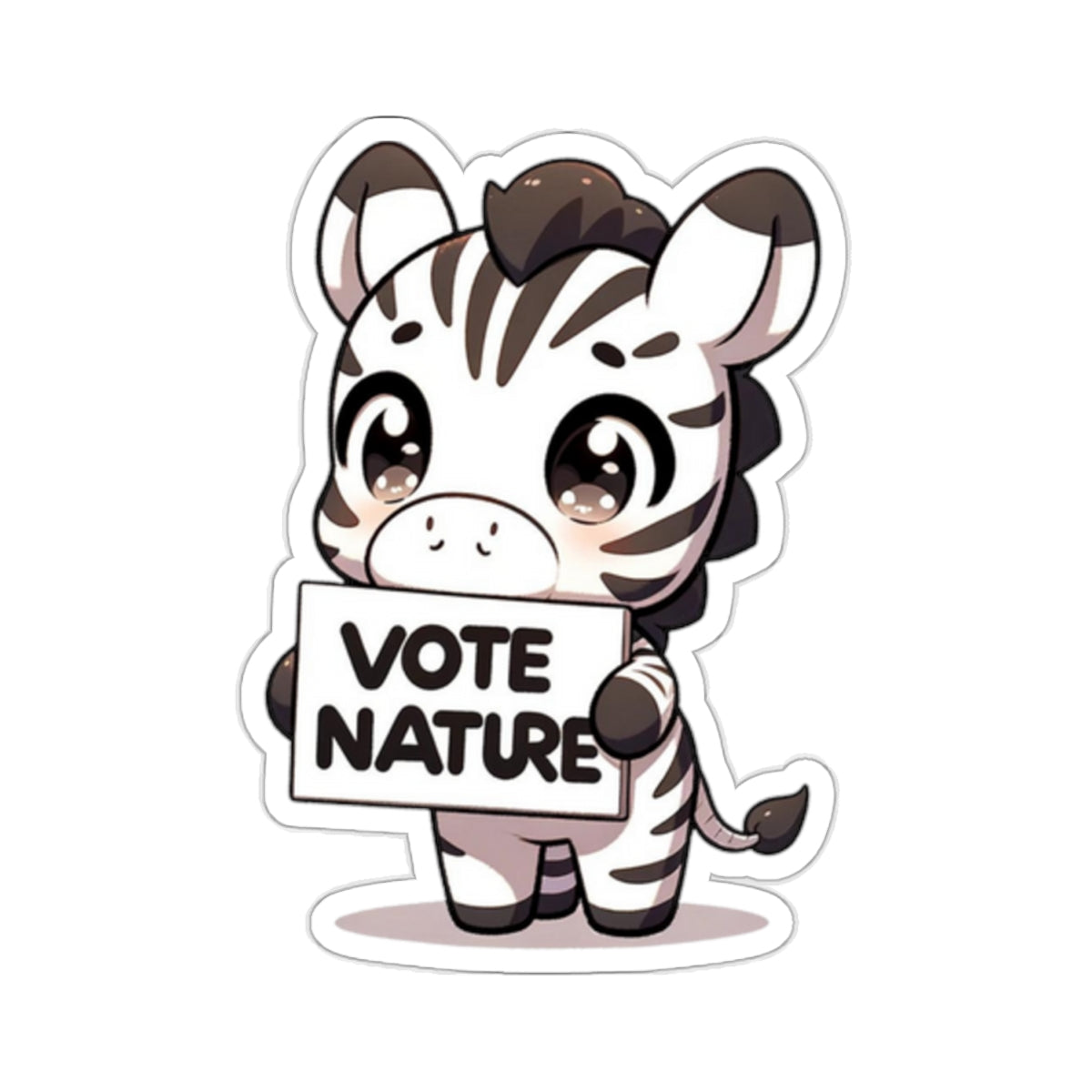 Inspirational Cute Zebra Statement vinyl Sticker: Vote Nature! for laptop, kindle, phone, ipad, instrument case, notebook, mood board